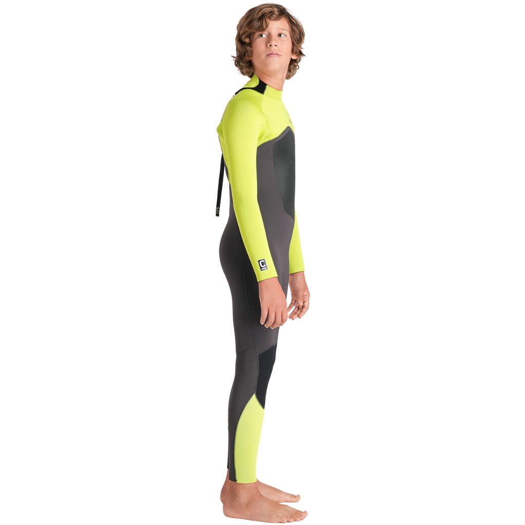 2026 C-Skins Junior Nuwave Legend 4/3mm Back Zip Wetsuit C-NLE43JBZ - Meteor / Lime / Orange
